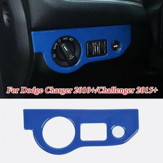 

Blue Headlight Lamp Switch Knob Cover Trim For Dodge Charger 10+Challenger 2015+