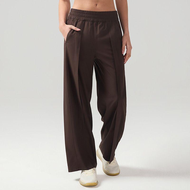 Style Casual Sports Pants Female New Product High-Waist Quick-Drying Breathable Belly Extraction Slim Looking Fitness Pants Wide-Leg Straight Pants