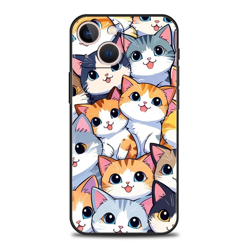 Buntes Katzen-Design Handyhülle Cover für iPhone 17 16 15 14 13 12 Pro Max 11 Pro Max 17 AIR Plus Stoßfeste Weiche TPU Hülle Capas