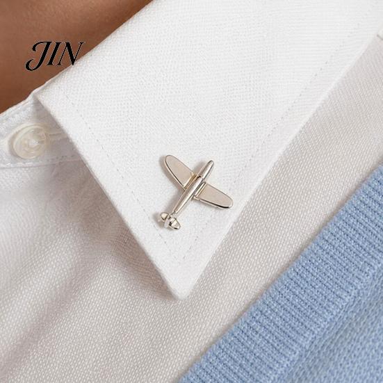 Date Outfit Accessory Men Suit Brooch, Airplane Design Lapel Pin with Clip-on Pin, Minimalist Collar Clip Smooth Polished Alloy Badge for Formal