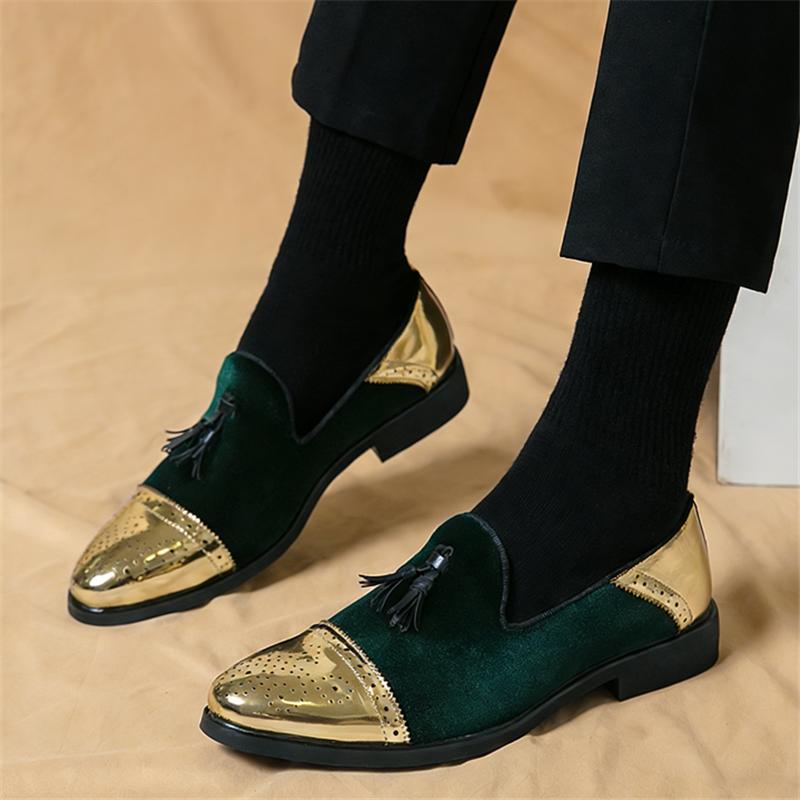 Luxury New Designer Men Velvet Tassels Mixed Casual Brogues Shoes Brand Formal Wedding Dress Homecoming Footwear Zapatos Hombre