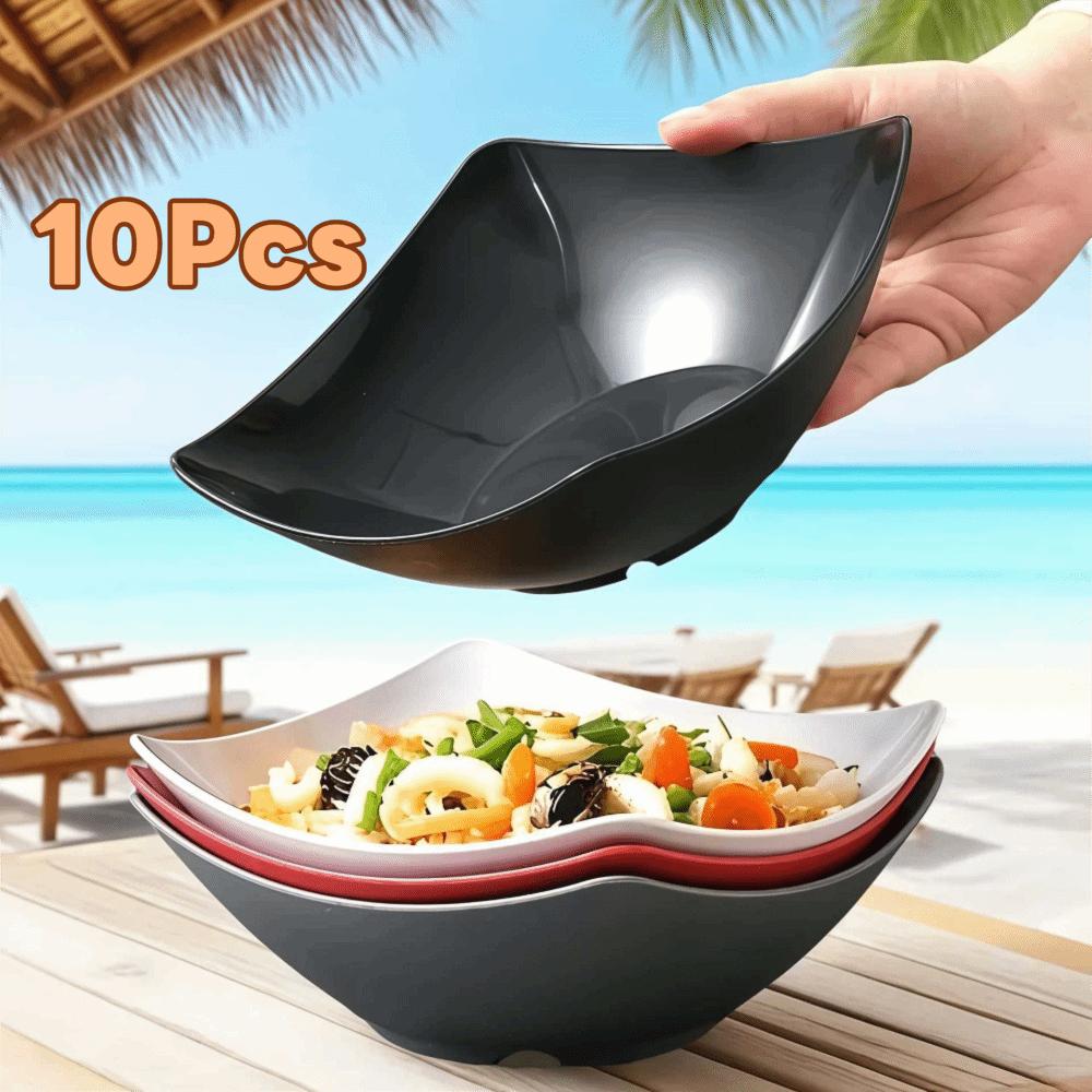 10pcs Heat-resistant Soup Bowl Solid Color Snack Dish Kitchen Tableware Cuisine Dish  Noodle