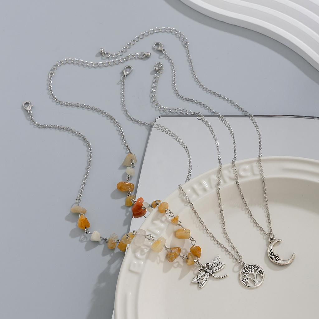 Retro Moon Sun Star Pendant Necklace Women Multilayer Jewelry Accessories