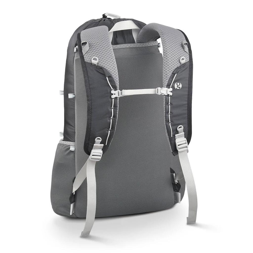 Gossamer Gear Minimalist 19 Daypack in Grey. Ultralight 19L backpack for commuting, hiking, and everyday use. Foldable for compact storage.
