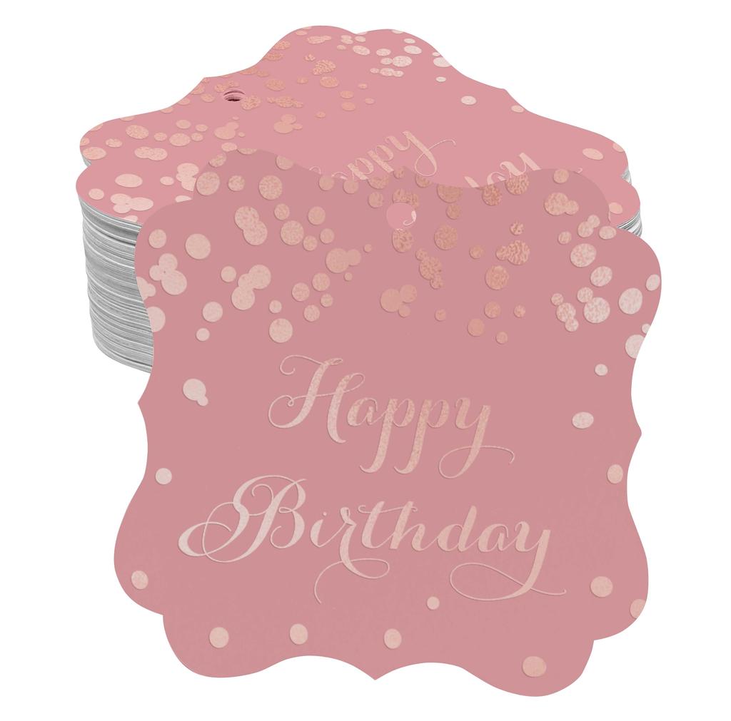 Inkdotpot Real Gold Foil Bracket Shape Paper Hang Tags Happy Birthday Favor Tags Pack Of