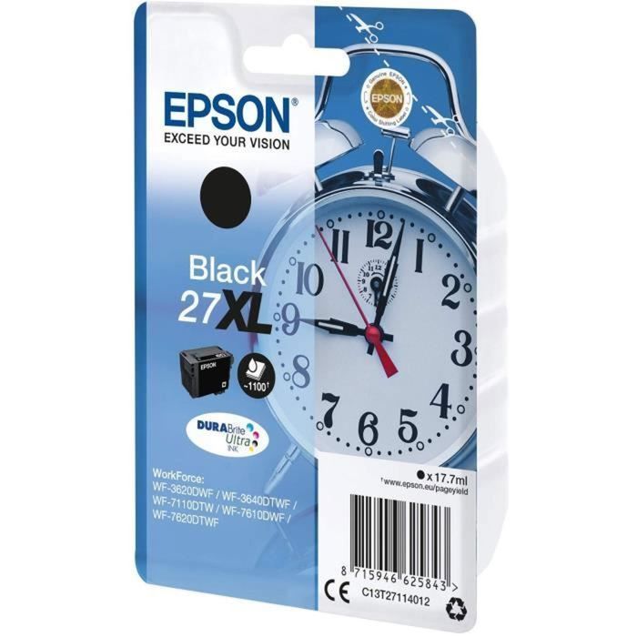Cartouche d'encre EPSON 27 XL Noir - Réveil - Haute capacité 17.7ml