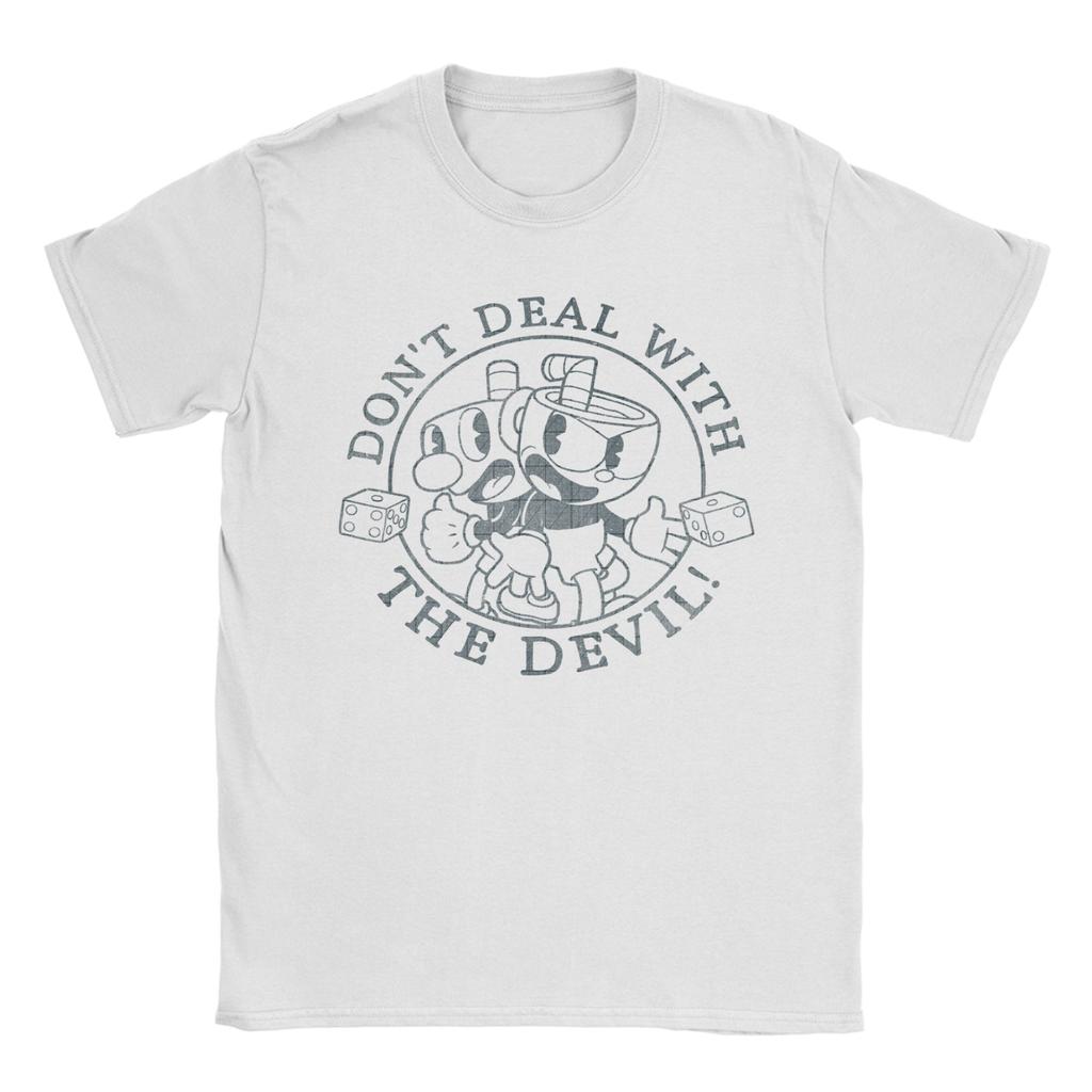 Cartoon Cuphead and Mugman Game T-Shirts for Men  Humor Cotton Tees O Neck Short Sleeve T Shirt Printed Tops