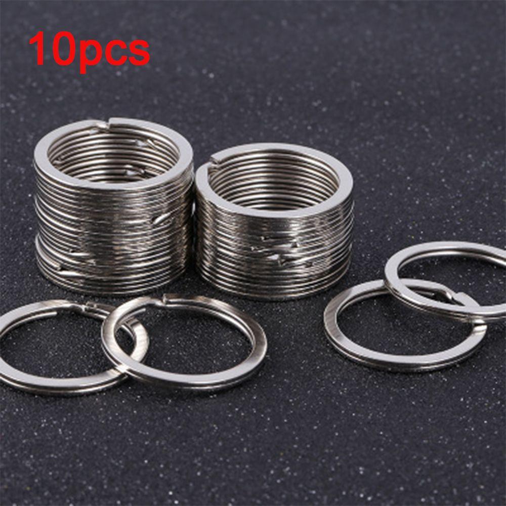 10Pcs/Pack Useful Clasps Pocket Keychain Chain Loop Stainless Steel Split Key Ring