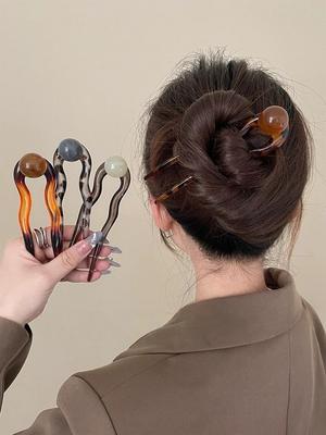 Forcina a U in stile francese per donne Semplice cinese Femminile Testa a chignon Pan Capelli Bastoncini per capelli Temperamento Accessori per capelli