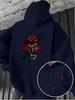 Retro Red Rose Splatter Art Print Hooded Sweatshirt for Men, High Street Niche Casual Pullover Long Sleeve Hoodie
