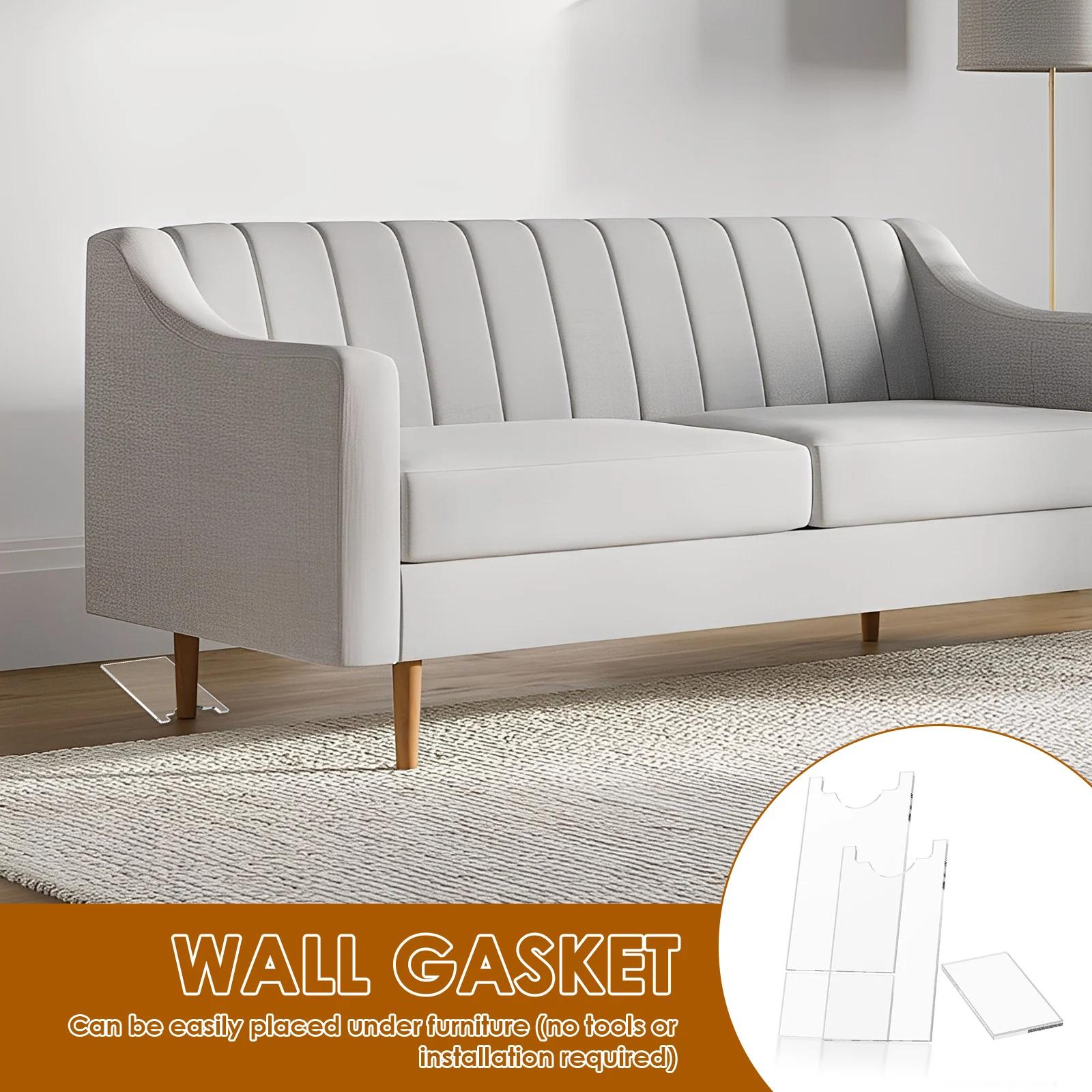 2 Pcs Transparent Couch Spacer Acrylic Furniture Stoppers Wall Protector Bed Table Couch Non-slip Stabilizer Pads