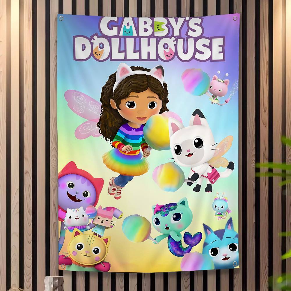 Funny Vintage GGabbys Classic Dollhouse Large Size Flags Printing Patterns Interesting Birthday Party Decorations Banner