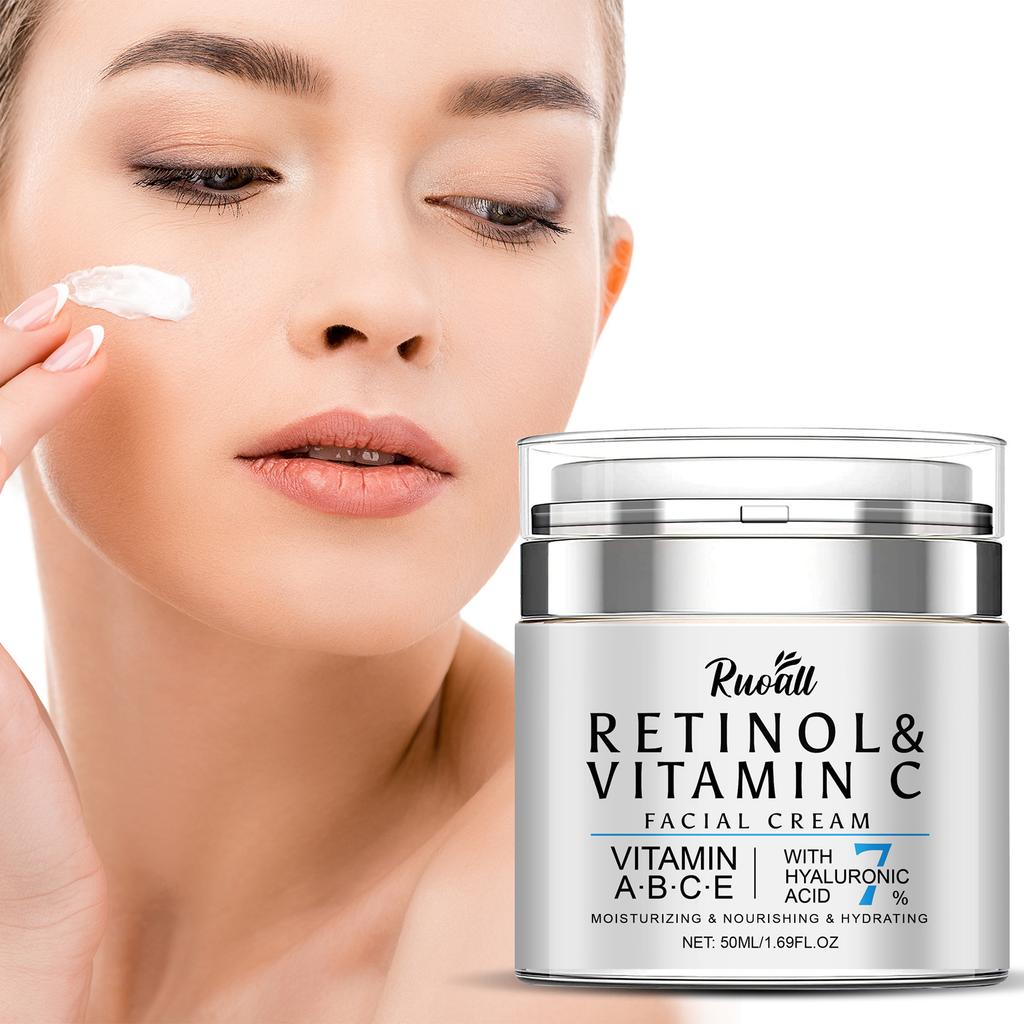 Retinol Kollagen Tiegel Retinol VC Gesichtscreme 50ml Glatte Zarte Strahlende und Durchscheinende Schnelle Aufnahme der Haut Retinol Anti-Aging Serum