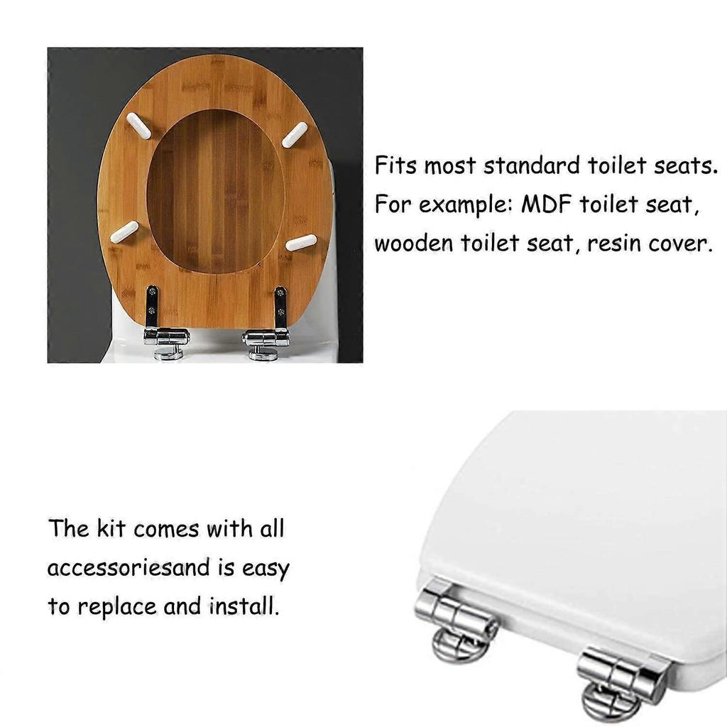 Toilet Seat Fittings, Zinc Alloy Toilet Seat Hinges Replacement for Most Toilet Seats