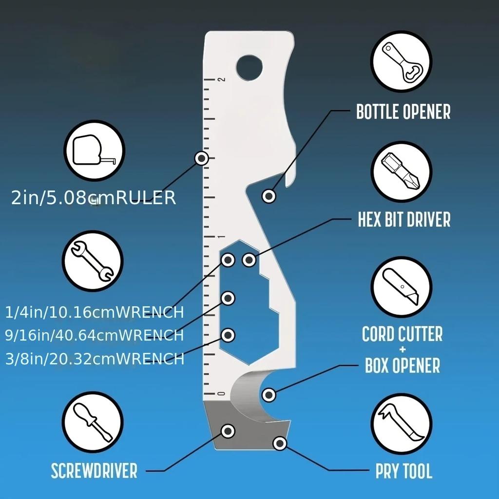 10 In 1 Keychain Multi-tool EDC Multi-tool Pry Bar, Bottle Opener Screwdriver, Box Opener, Rope Cutter And More TSA Key Tool EDC