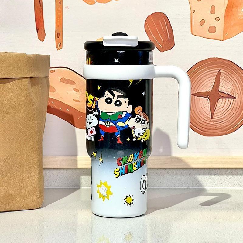 Crayon Shinchan Cartoon Style Reusable Thermos With Handle For Kids And Teens