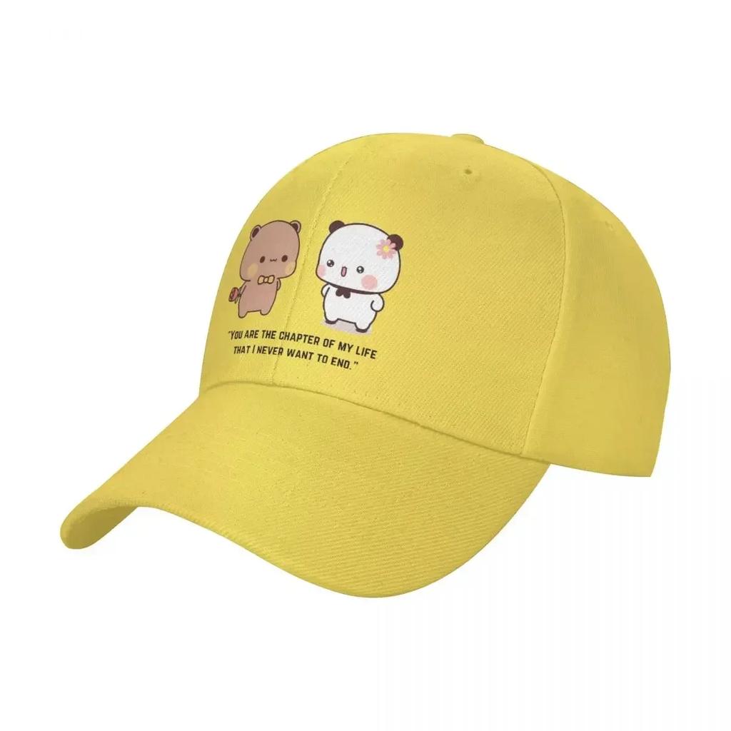 Bubu Dudu Panda Bär Baseballkappen für Erwachsene mit gebogenem Schirm Sonnenkappen Hüte Verstellbar Polyester Anglerhut Sommerkappen