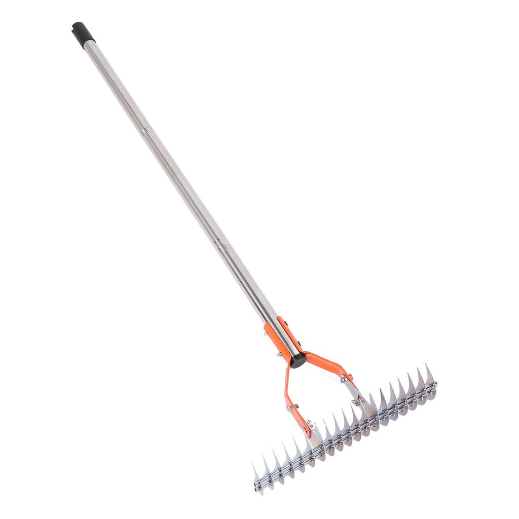 Thatch Rake 14.7 Inch Carbon Steel Stainless Steel Robust Lawn Dethatcher Rake with Handle for Clning Dd Grass Yard Garden