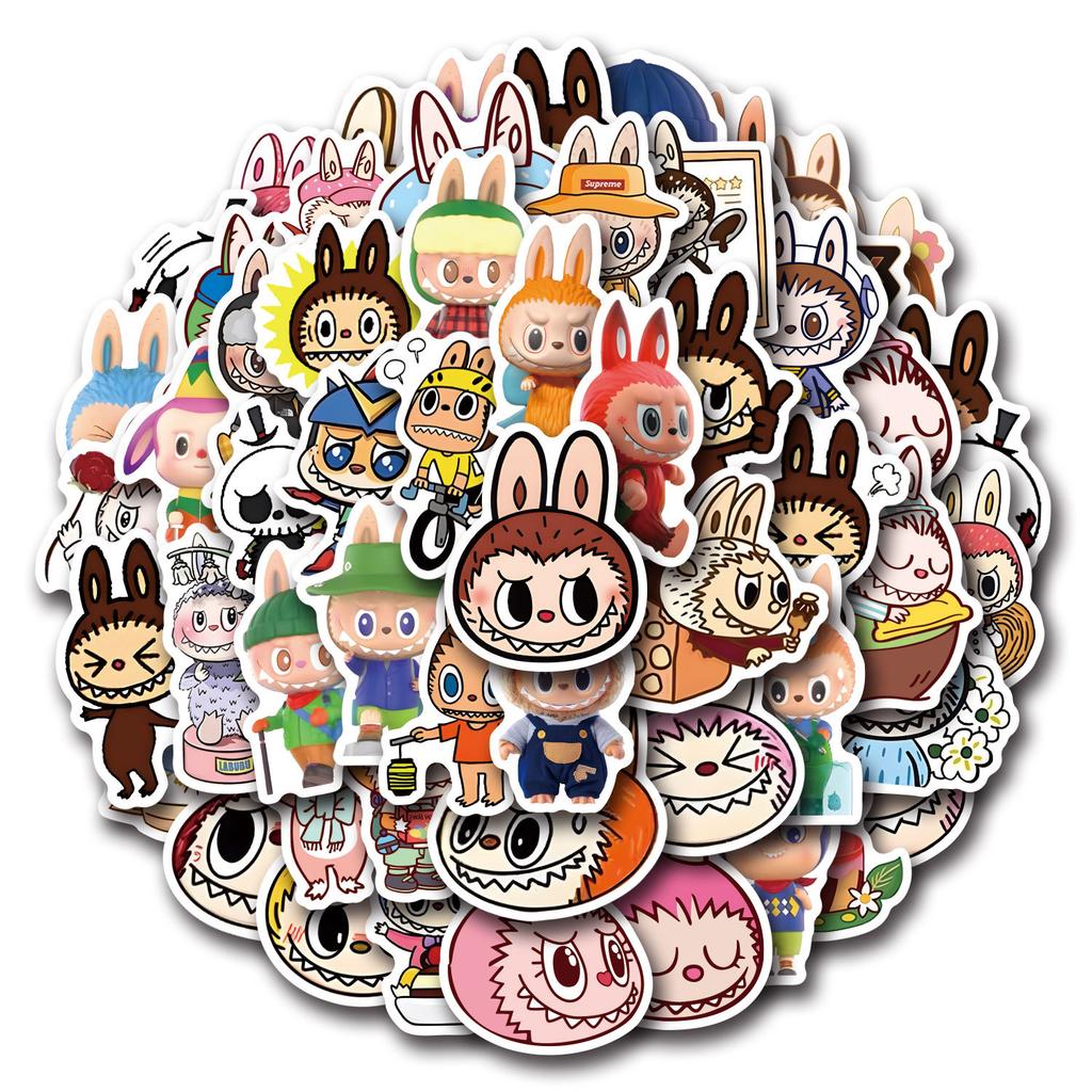 55/110 Labubu Rabu Stickers Cartoon Japanese Cartoon Mobile Phone Water Cup Decoration Waterproof Stickers
