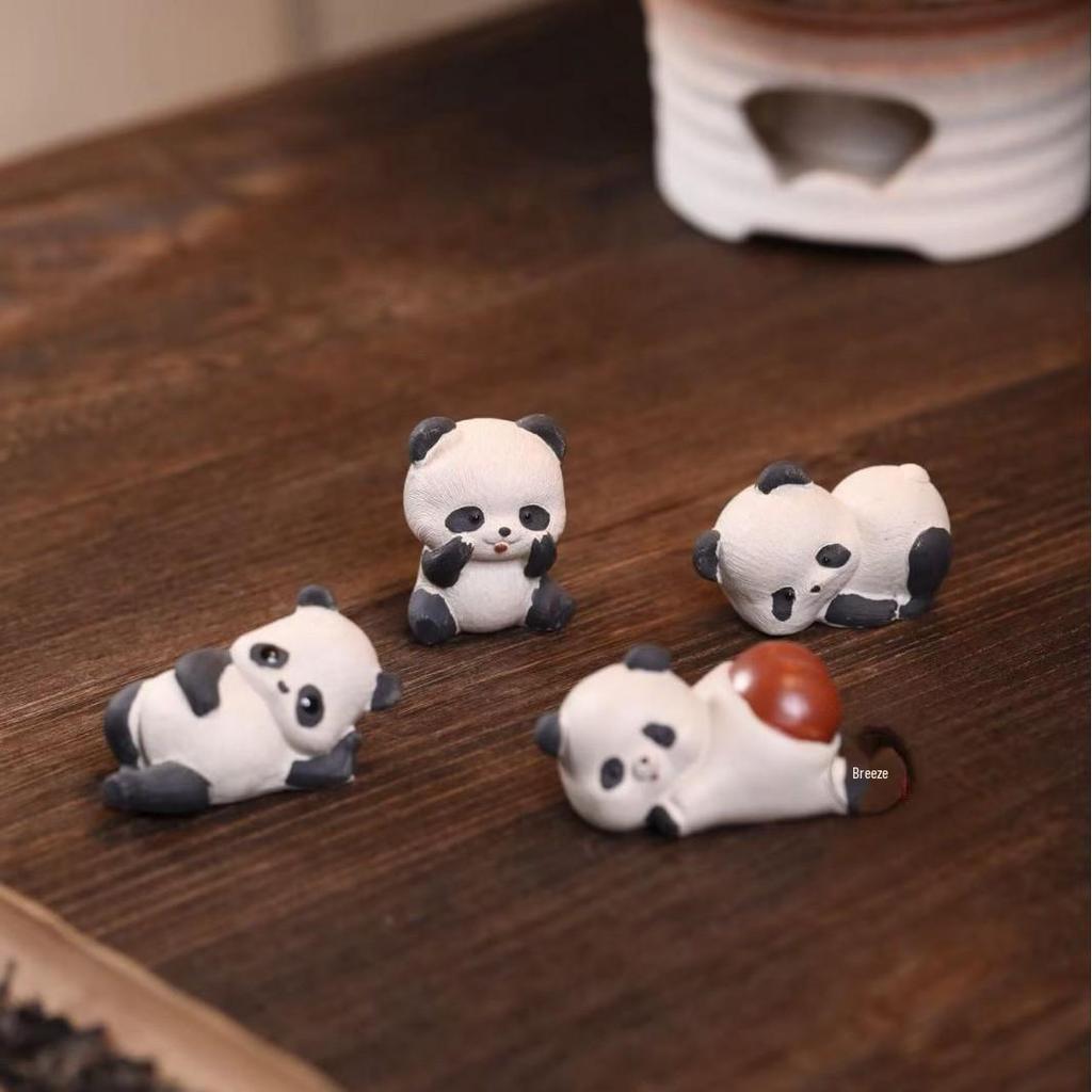 Cute Panda Yixing Purple Clay Tea Pet Ornament - Adorable Tea Table Decoration