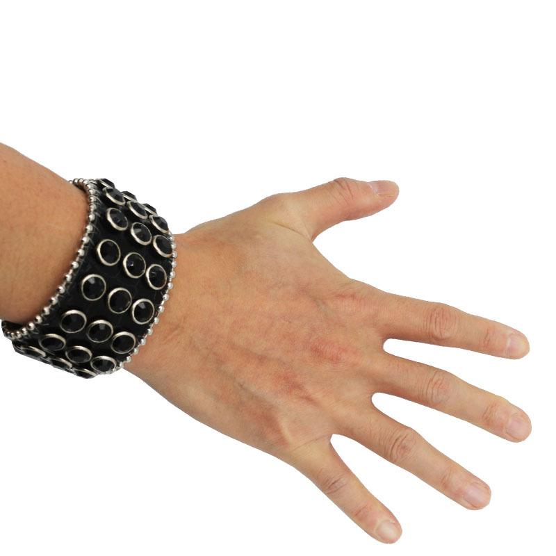 Europäischer und amerikanischer Hip-Hop Strass Armschmuck, Modisches Design Diamantenbesetzter PU-Leder Handschmuck