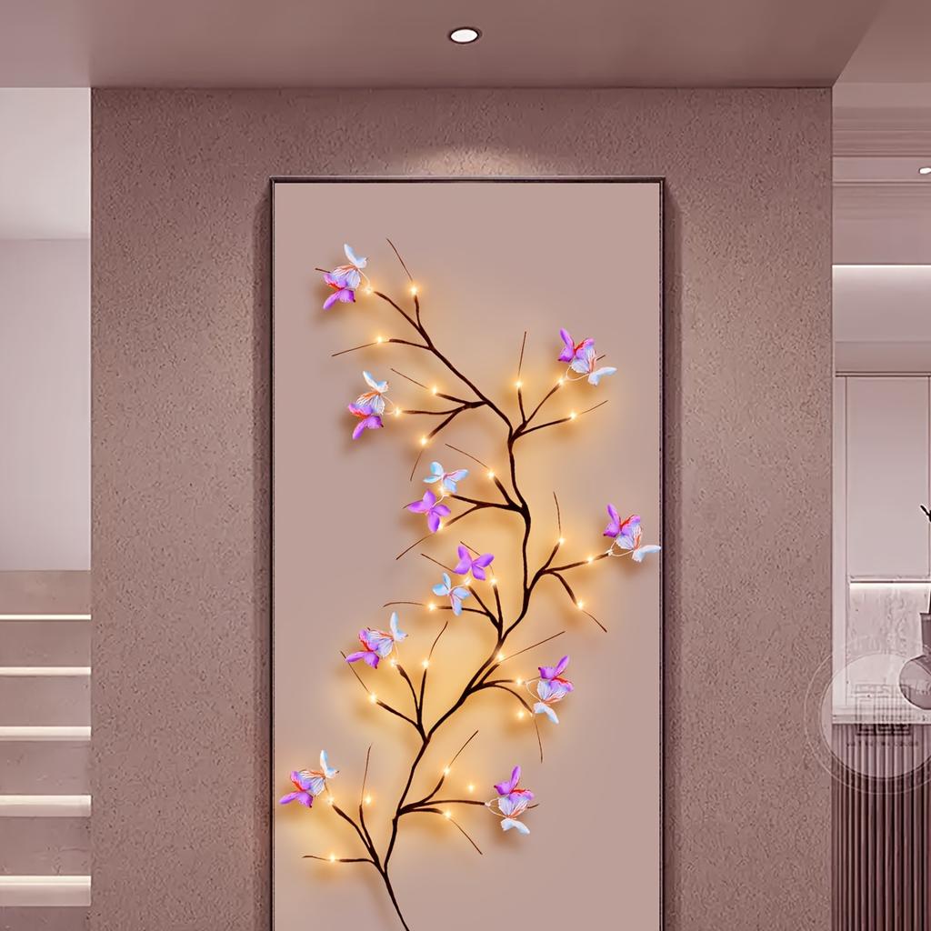 1pc 130CM USB Powered Butterfly Branch LED Wall Light with 8 Lighting Modes,Home Decor