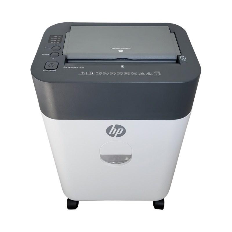 HP ONESHRED Auto 100CC Aktenvernichter, Weiß und Grau
