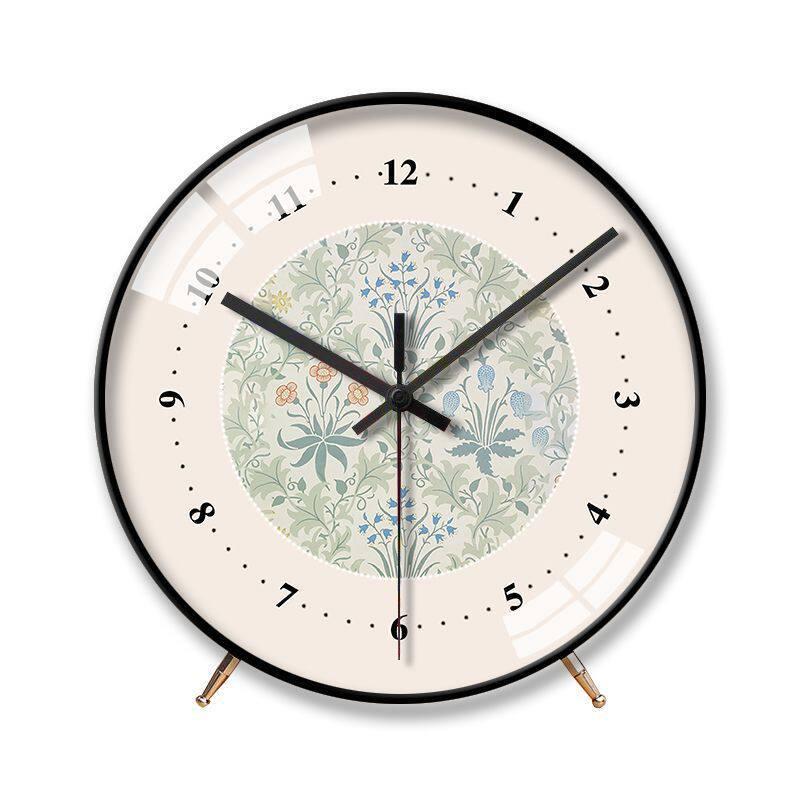Vintage French Floral Pattern Silent Wall & Table Clock for Living Room