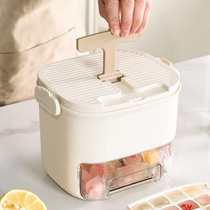 Ice Maker Tray Ice Mold Drawer-Type Container Invisible Handle Large Capacity Kitchen Making Mold For Home Outdoor Camping Party