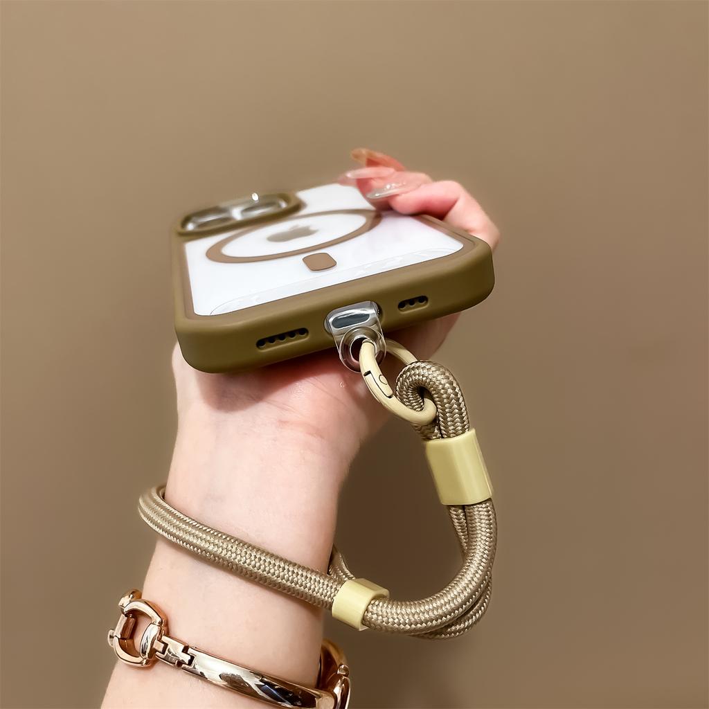 For iPhone 16 Pro Case Magnetic Case with Strap PC + TPU Shockproof Phone Cover