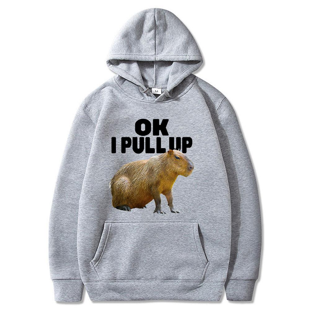 Ok I Pull Up Capybara Felpa con cappuccio con stampa grafica Felpe con cappuccio vintage casual alla moda unisex Pullover gotici Harajuku Streetwear