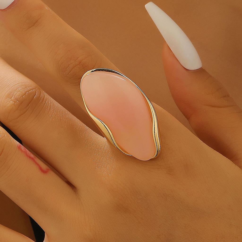 Maillard Style Irregular Resin Alloy Earrings Women's Fashion Retro Coffee Color Electroplated Stud Earrings Ring Set Jewelry