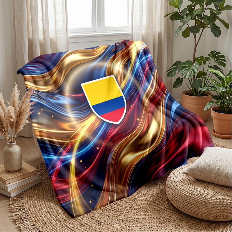 Colombia Football Printed Flannel Blanket Skin Friendly Warm Decorative Throw for Indoor Couch Bed Daily Use