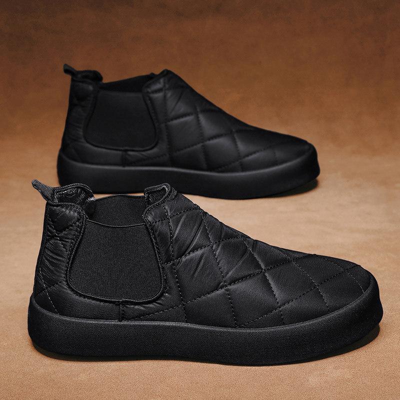 Schuhe Winter Samt Verdickt Warm Baumwollschuhe Wasserdicht und Rutschfest Weichsohlige Schwarze Stoffschuhe