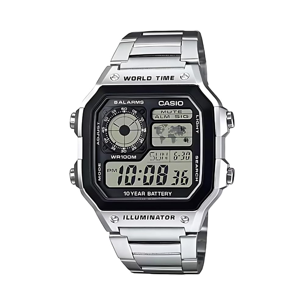 

Casio Standard AE-1200WHD-1A Men s Watch Stainless Steel Band Analog Digital Display