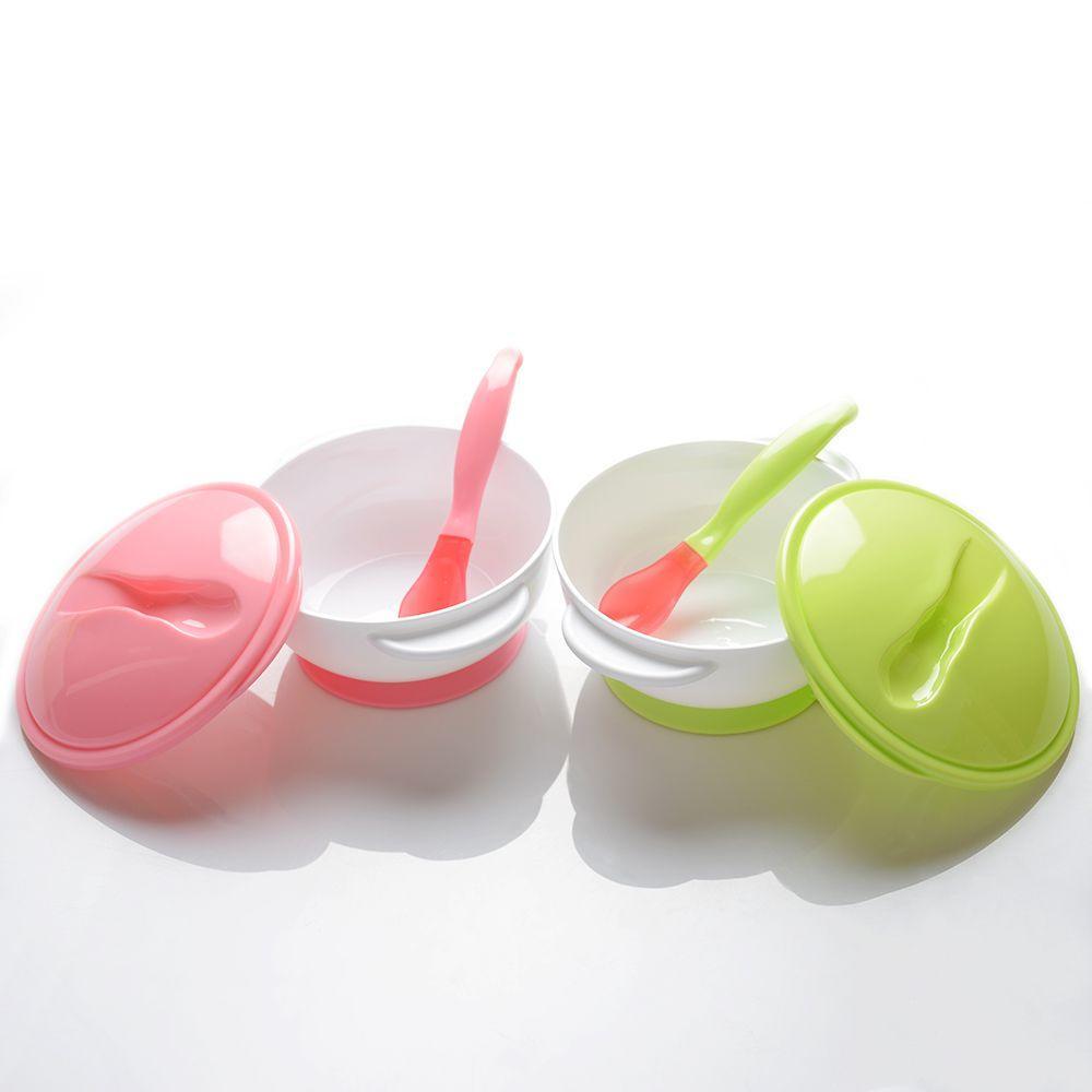 Baby med sklisikkert servise Temperaturfølende skål Matesug