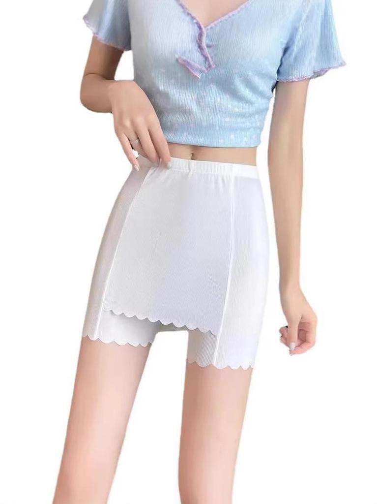 Pantaloni de siguranță pentru femei din mătase de gheață: Colanți Fără Cusături, Pregătiți pentru Vară, Anti-Expunere, cu Funcție de Strângere Abdominală