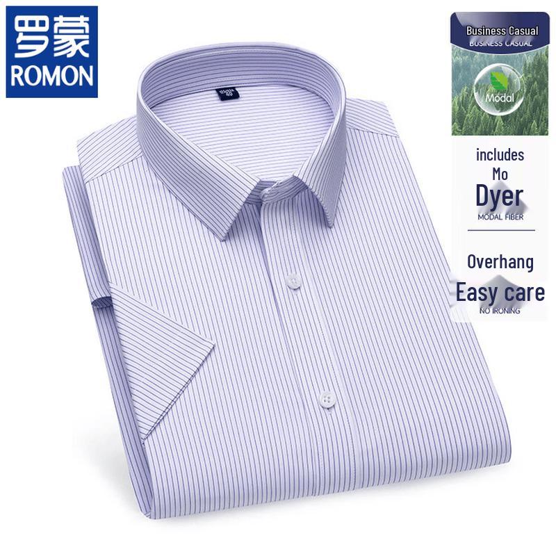 ROMON Men s Modal Blend Striped Business Casual Shirt 41
