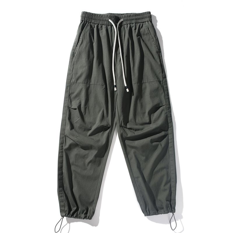 Foreign Trade Japanese-Style Washed Cotton Light Workwear Pants with Drawstring Elastic Waist, Straight-Leg Casual Pants, Jogger Pants for Men
