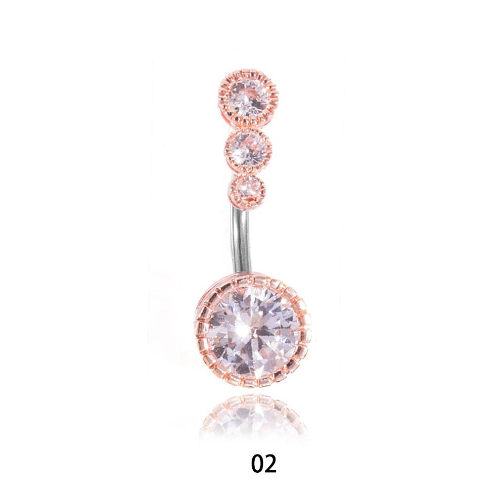 

Женский красивый кристальный пирсинг пупка с 4 стразами розового золота