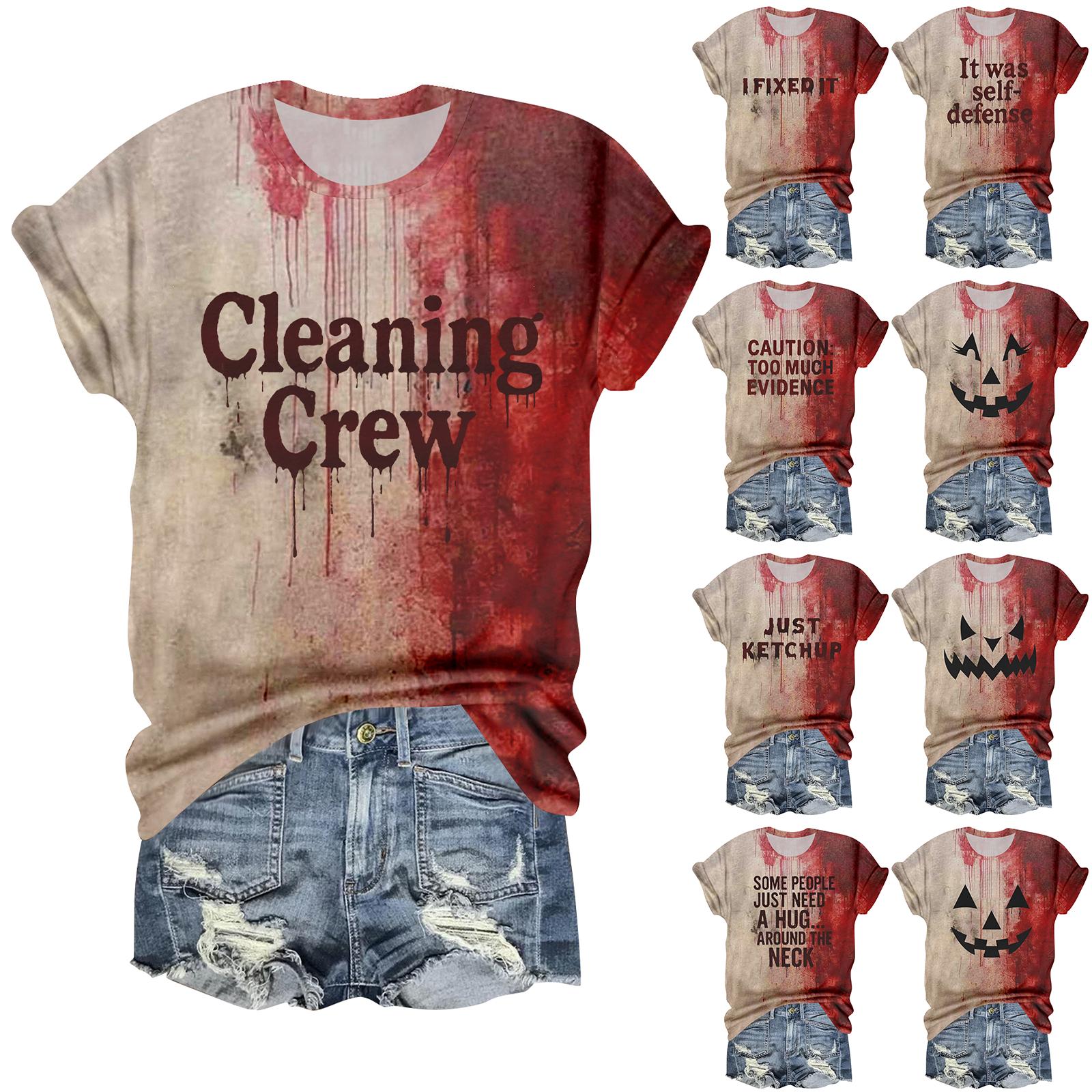 

Женская повседневная футболка с круглым вырезом, принтом на Хэллоуин и коротким рукавом L