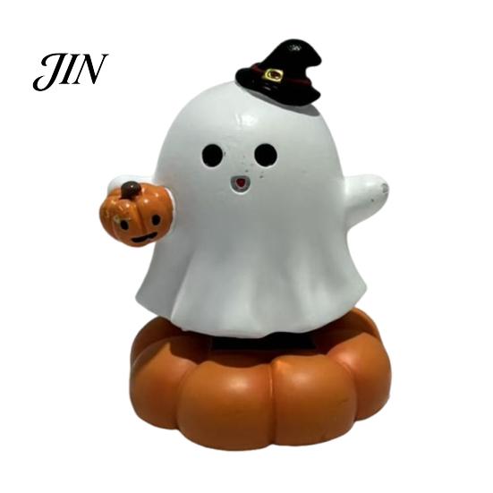 Collectible Halloween Figures Spooky Figurine, Small Resin Rotating Ghost Skull Pumpkin Gravestone Decorative Centerpieces Statue, Tabletop