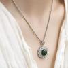 925 silver new Chinese sunflower Hetian egg surface hollow pendant necklace female retro national style niche design versatile