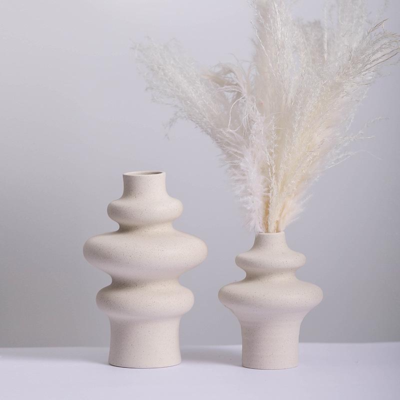 Ceramic Vase Creative Vegetarian Frosted Thread Hydroponic Flower Dried Flower Pampas Grass Home Decoration Crafts Sculpture