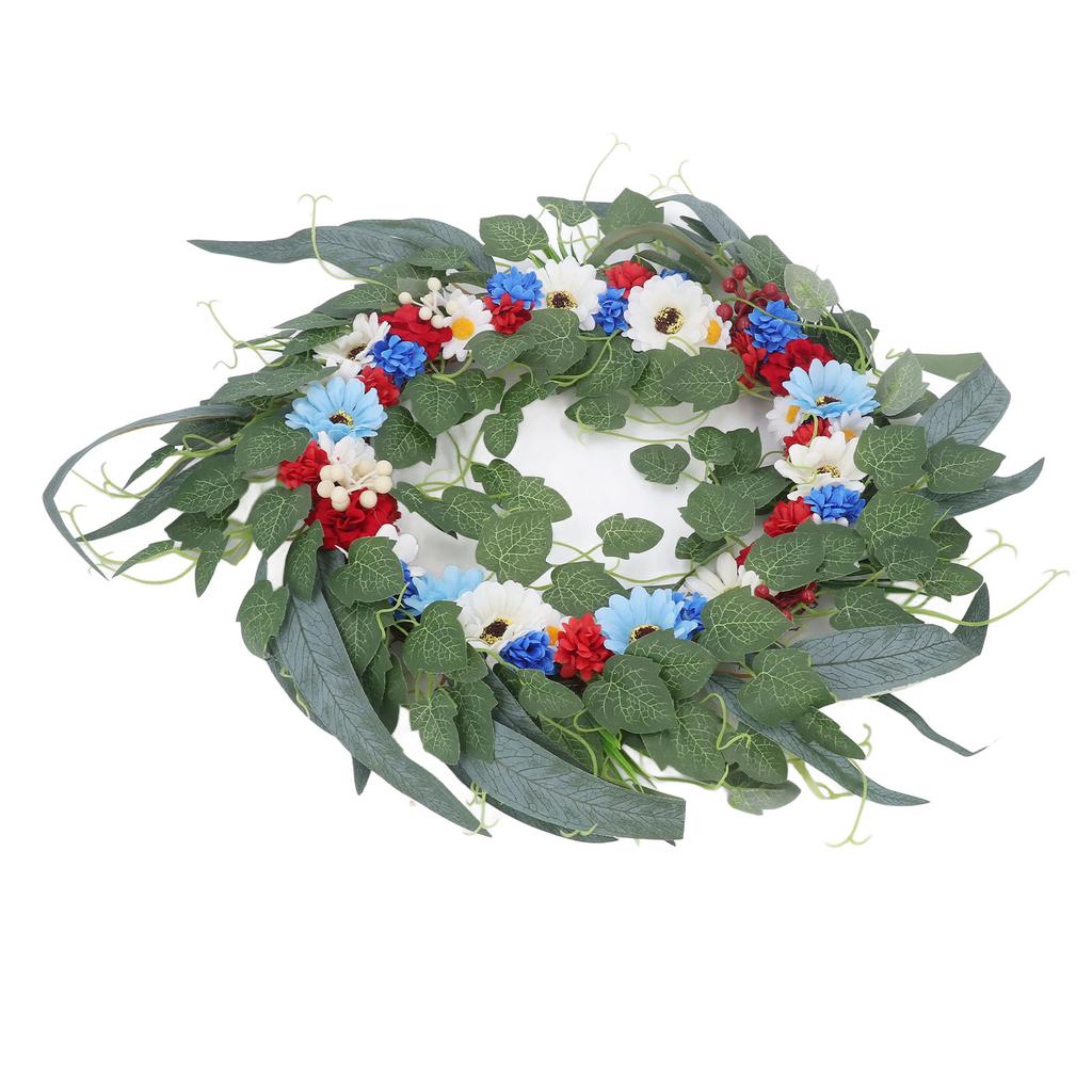 20 tums Patriotisk Blomsterkrans Ljusa Levande Färger Hållbart Material Brett Använd 4th of July Krans för Fest Sovrum