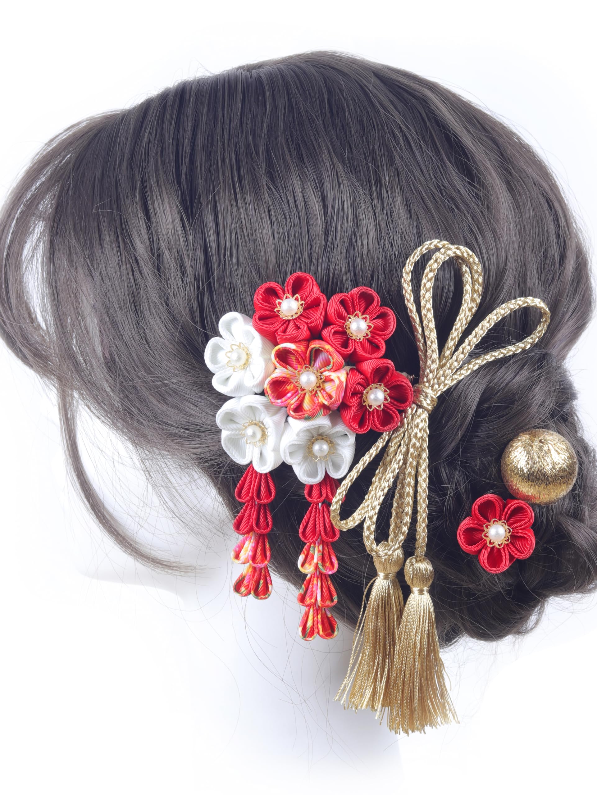 

[NANA Handmade] Украшения для волос, Цумами-дзаику (Японские шарики), Ленточные шнурки, идеально подходят для церемоний совершеннолетия, Сити-Го-Сан, фестивалей, для волос