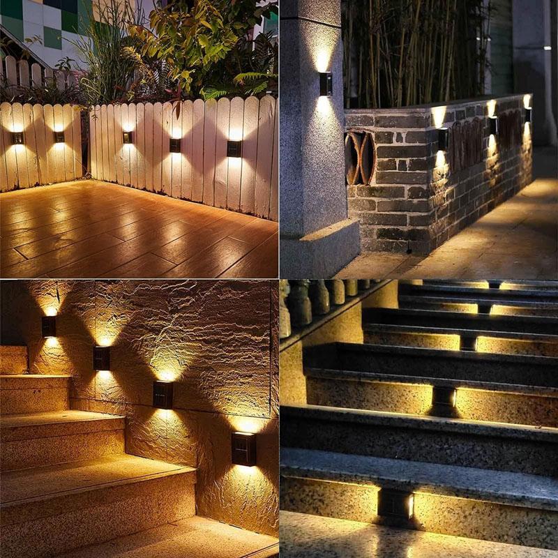 Solar Wall Light ABS Waterproof Up Down Outdoor with Built-in Li-ion Battery for Garden Yard Stairs Decoration Solar Panel Light