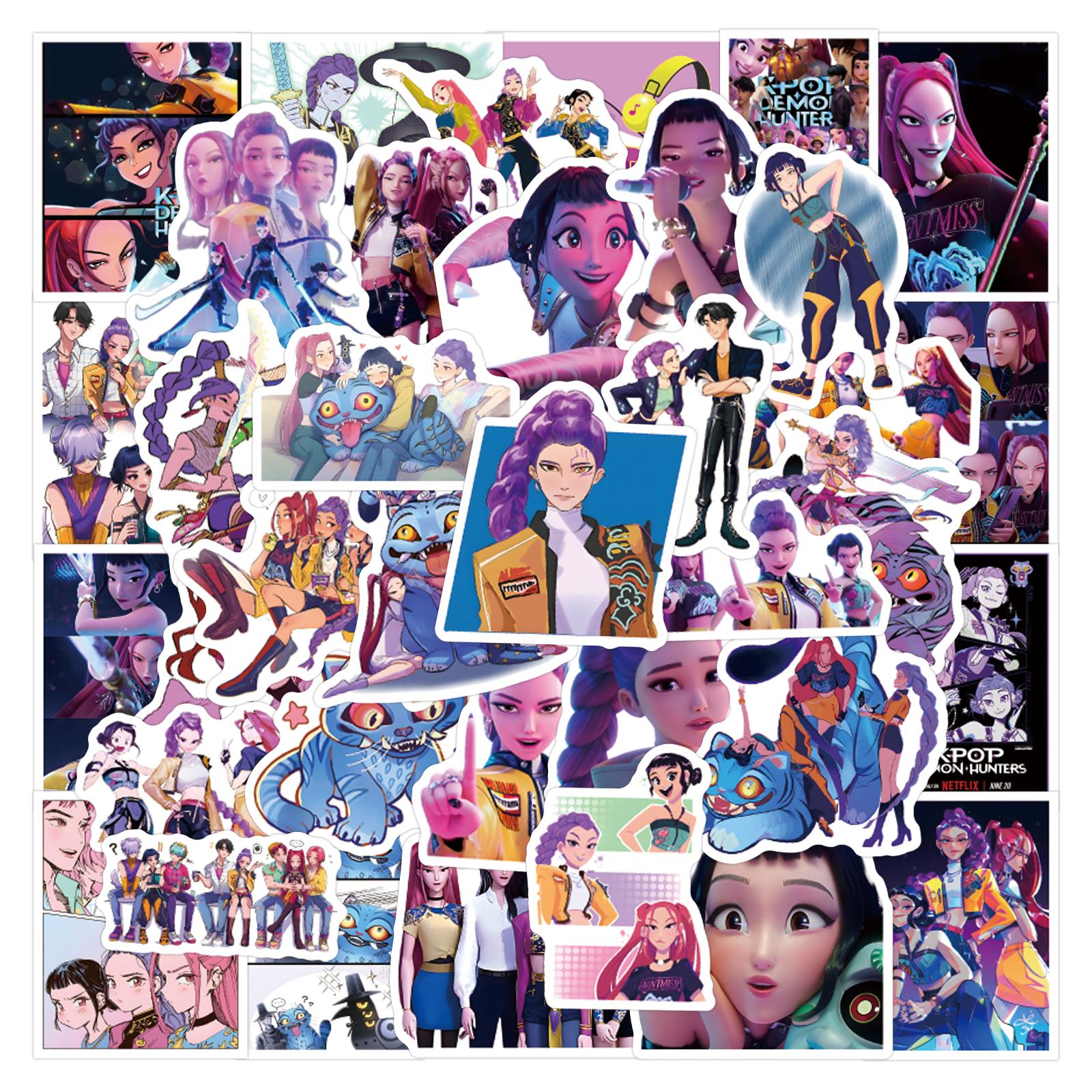 

50 шт. Милые K-Pop наклейки «Охотники на демонов» Наклейки «Косолапый тигр» для телефона, ноутбука, чемодана, блокнота, скейтборда, водонепроницаемая наклейка разноцветный