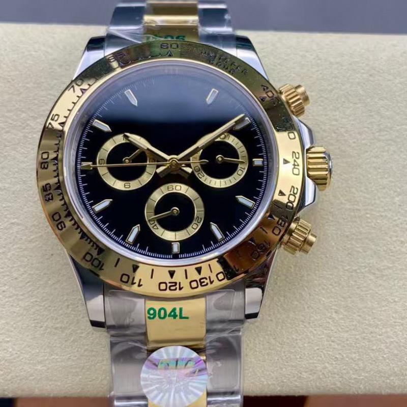 Orologio Automatico Bicolore di Lusso da Uomo Jadia Daytona Series con Quadrante Colorato Incastonato di Diamanti