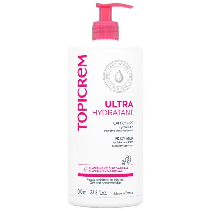 Lait Corps - Topicrem - Ultra-Hydratant - 1000 Ml - Peaux Sèches - Texture Lait